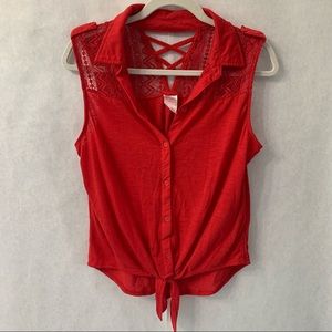 No Boundaries Lace Sleeveless Top Size Large Red